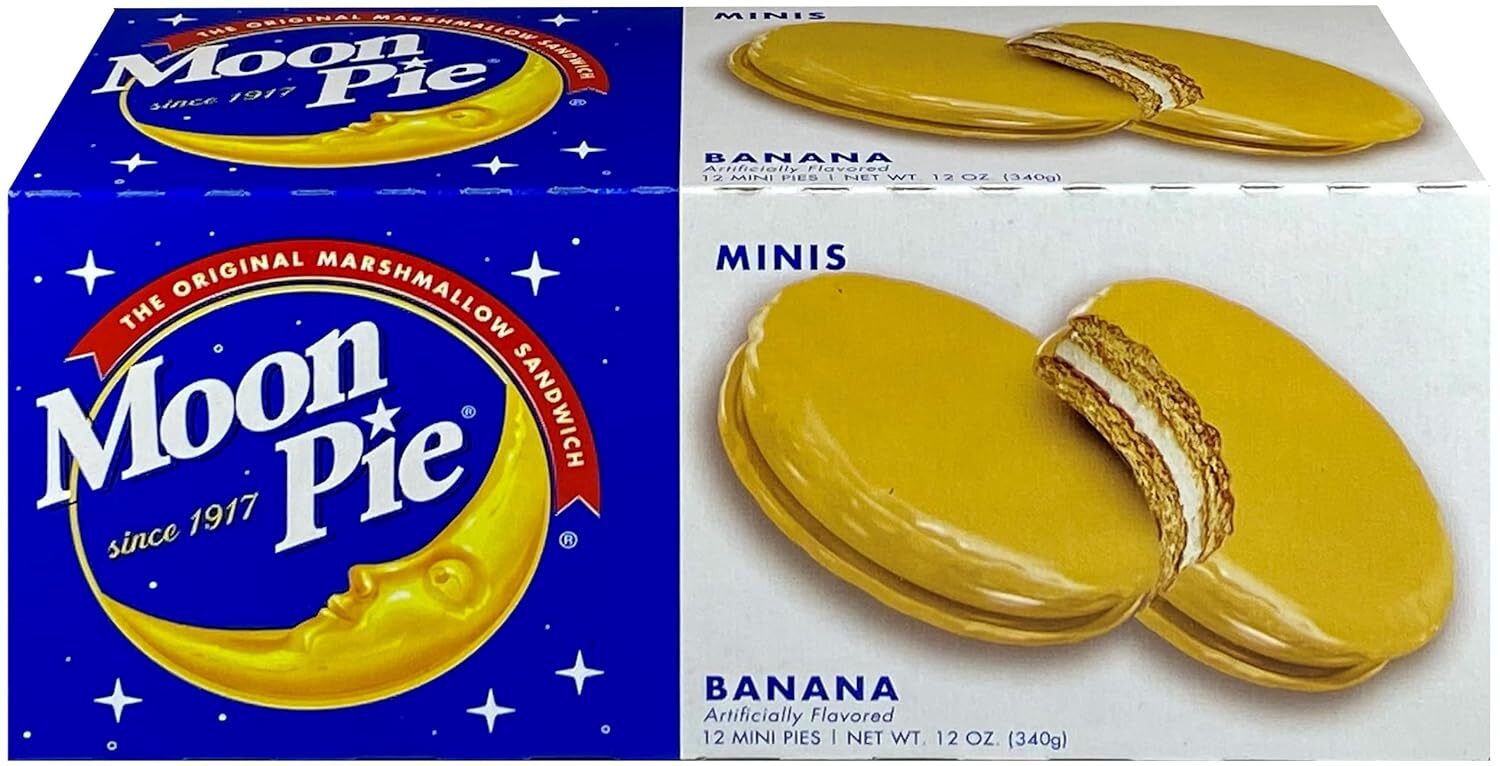 2 Pack – MoonPie Mini Banana Flavored Marshmallow Cookie Pies – 12 Count