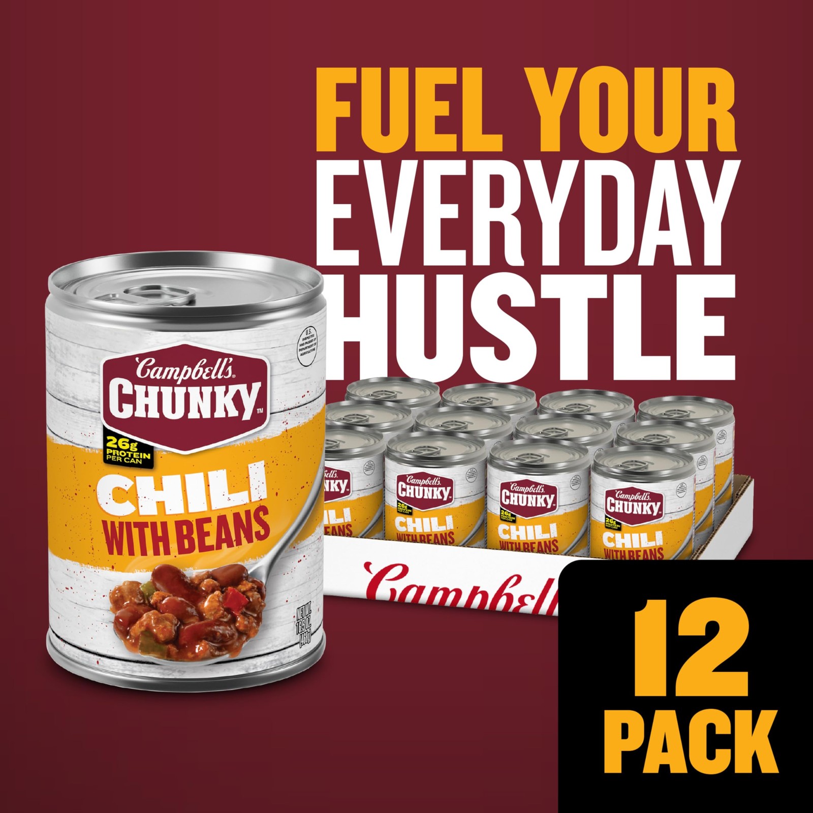 Chunky Chili With Beans, 16.5 oz Can – 12 Pack for Hearty Meals