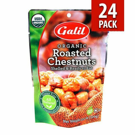 Galil Organic Chestnuts Roasted and Peeled Ready to Eat Turkey Stuffer 24 Pack