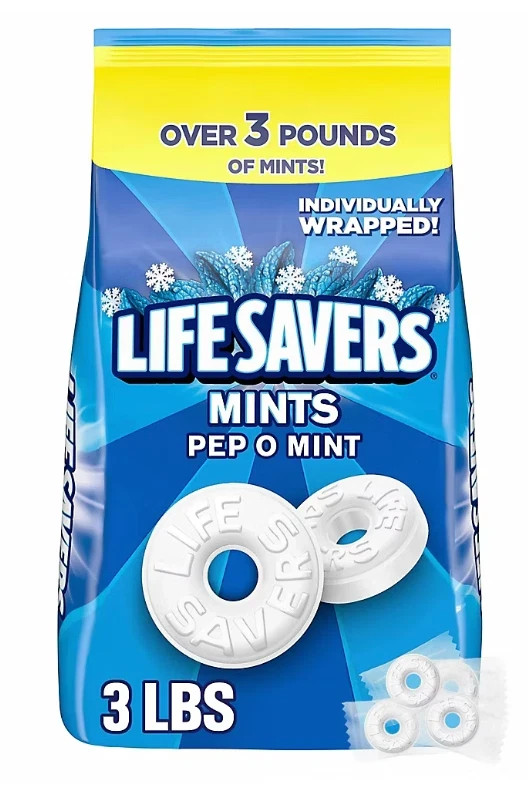 Life Savers Pep-O-Mint Breath Mint Bulk Hard Candy Bag 53.95 oz Lifesavers