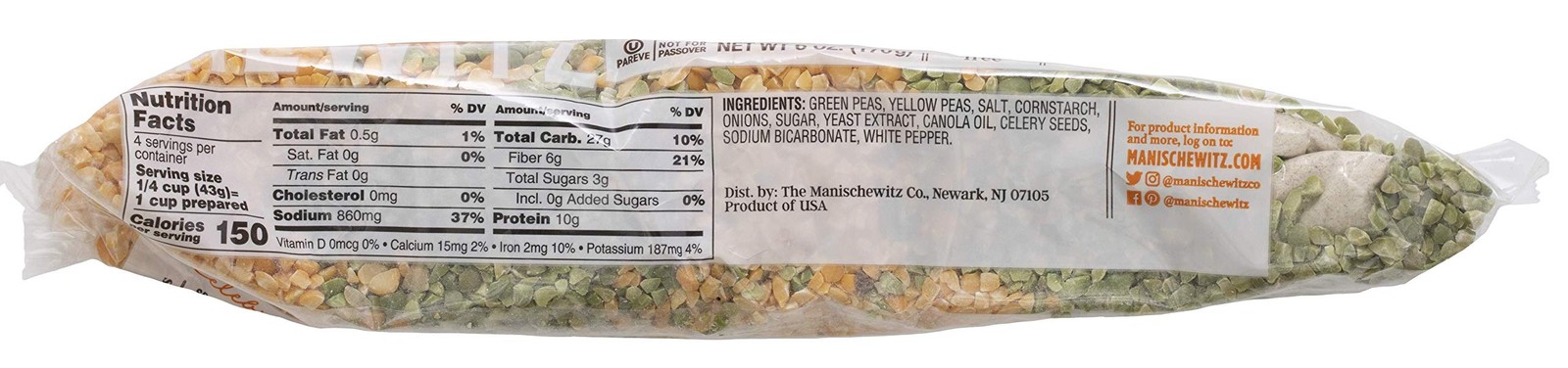 Manischewitz Soup Mix Split Pea (4 Pack) 6 Ounce (Pack of 4)