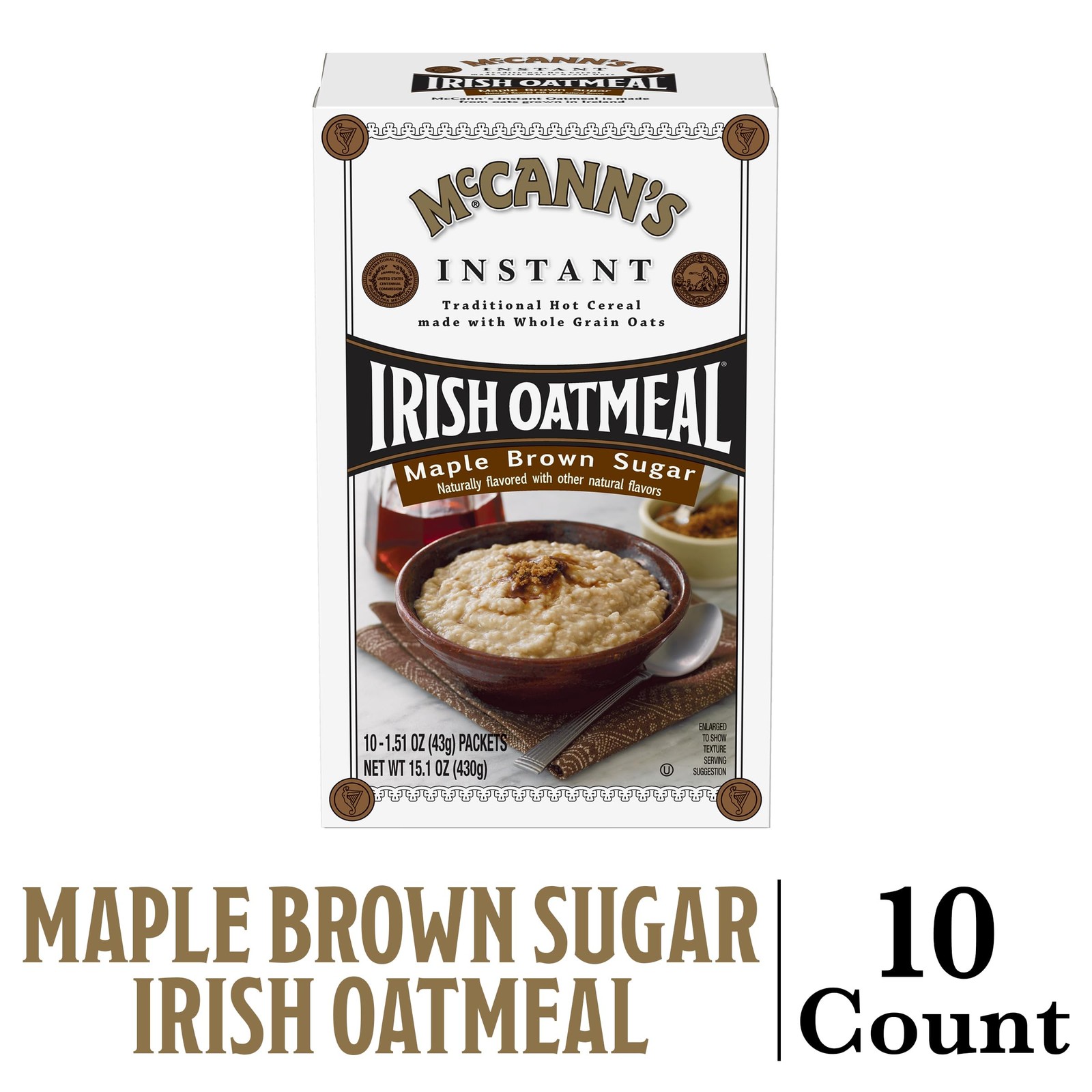 McCann’s Instant Irish Oatmeal, Maple & Brown Sugar, 10 Packets