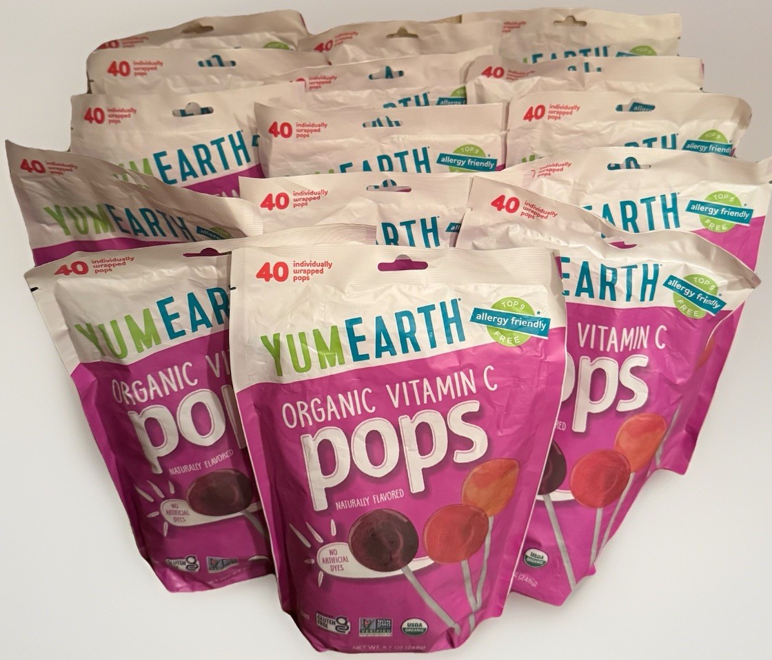 15 PACK – YumEarth Organic Vitamin C Pops – 40 Individually Wrapped, 8 Flavors