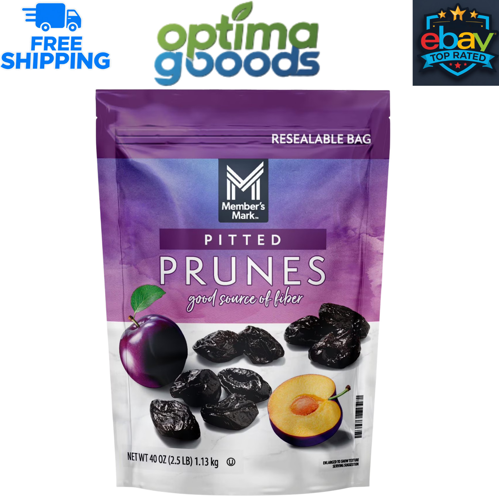Member’s Mark Dried Pitted Prunes, 40 oz Resealable Bag High Fiber Healthy Snack