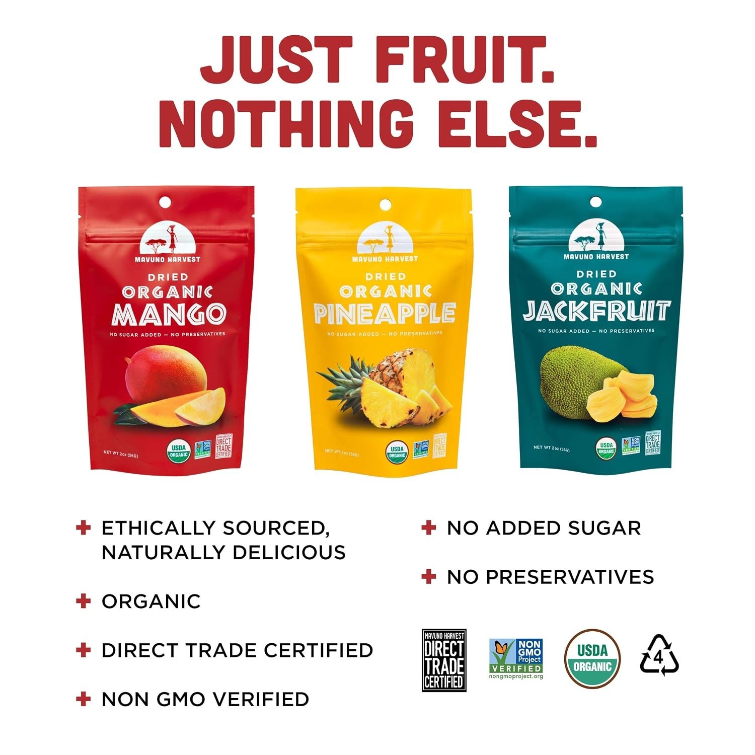Organic Dried Fruit Variety Pack – Mango, Pineapple & Jackfruit | & Sugar-Free