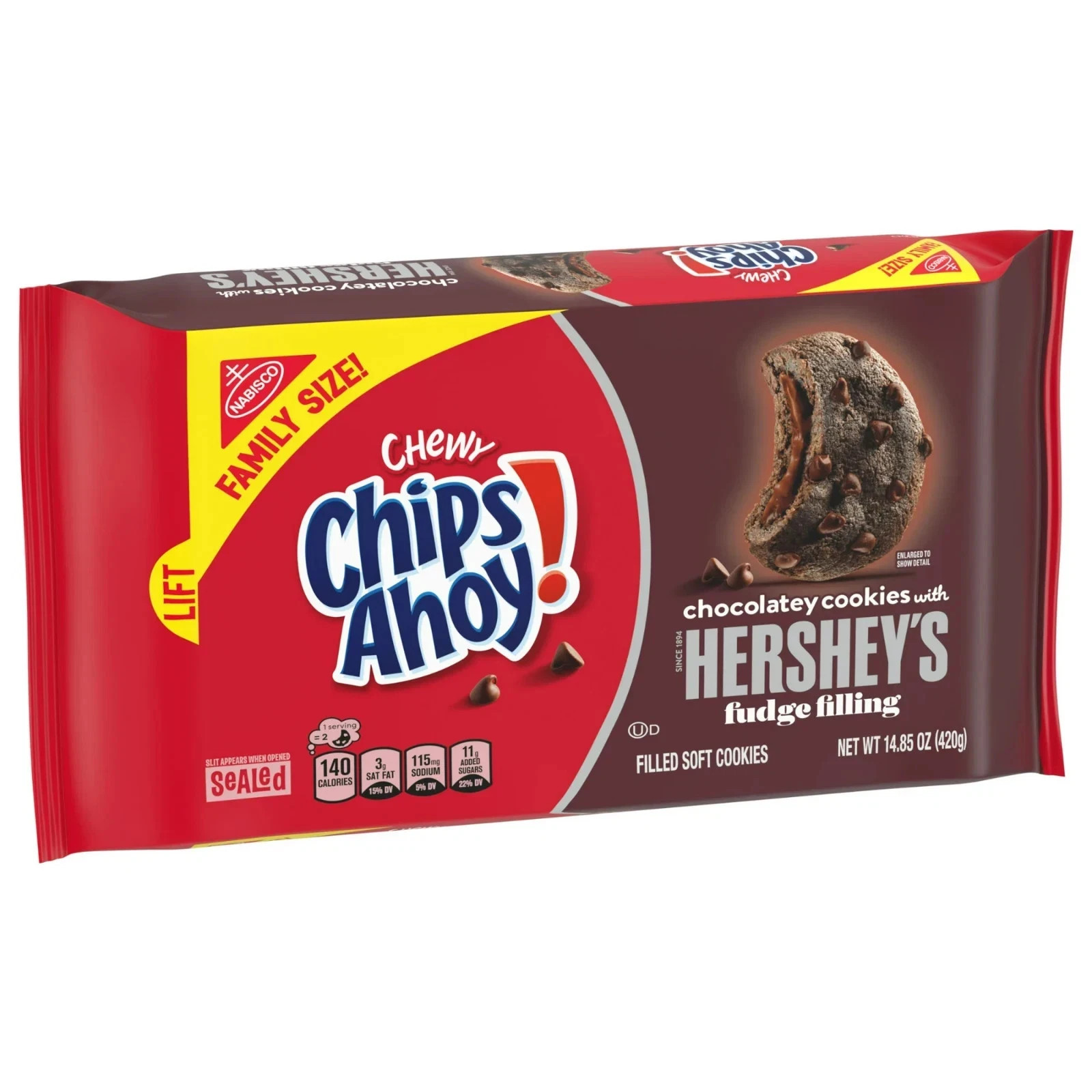 Chips Ahoy Chewy Cookies Hershey’s Fudge Filled 14.85 oz Family Size,Free Ship..