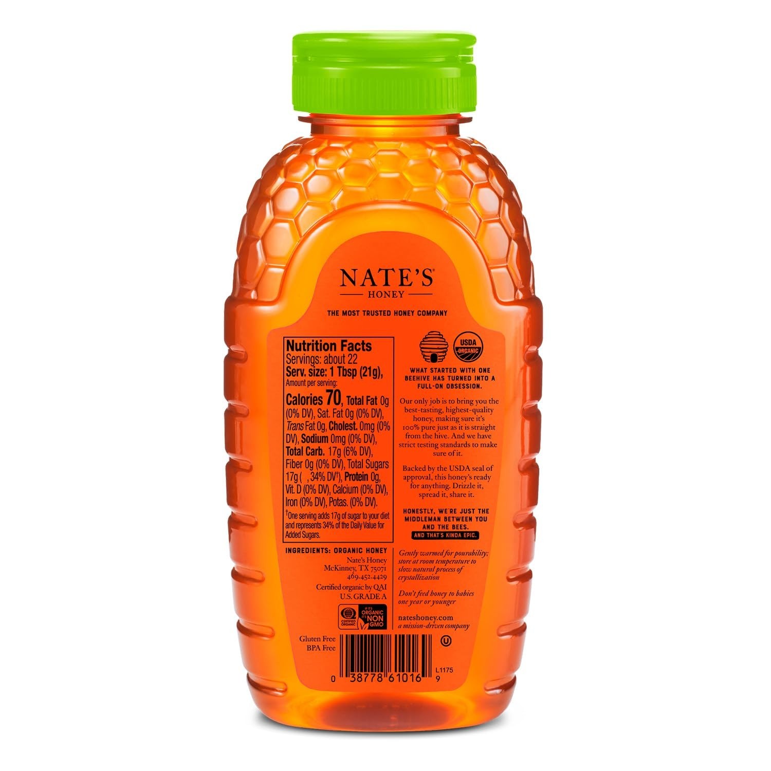Nate’s Organic 100% Pure, Raw & Unfiltered Honey – USDA Certified Organic – 1…