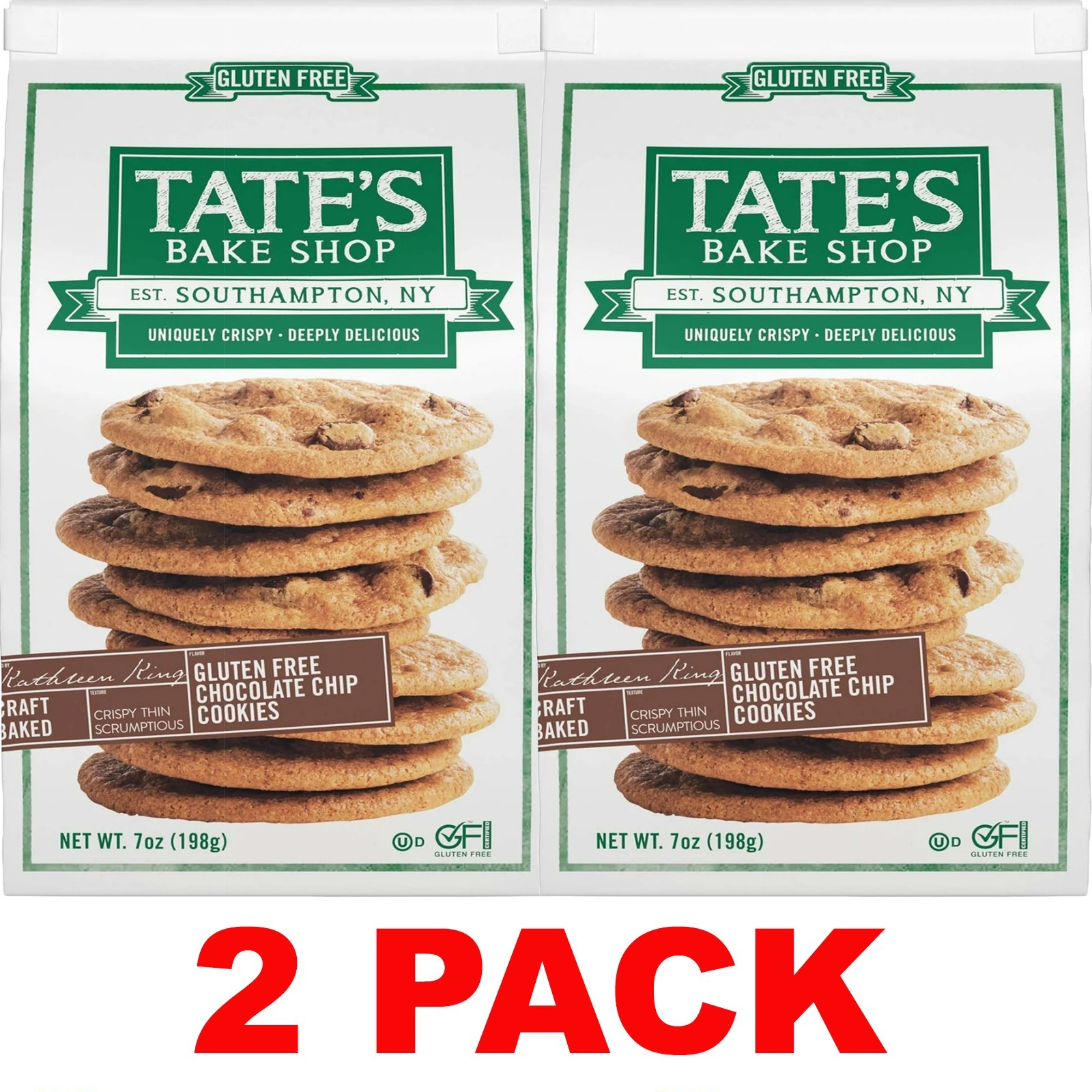 TATE’S BAKE SHOP Gluten Free Chocolate Chips Cookies – 7 oz Bag – 2 PACK