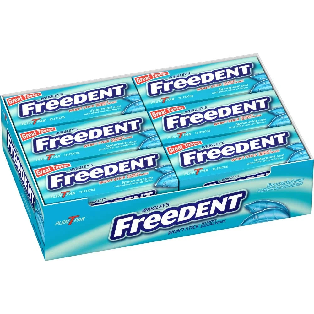 Freedent (12 Pack) WRIGLEY’S Spearmint Chewing Gum, 15 Stick – 1 BOX