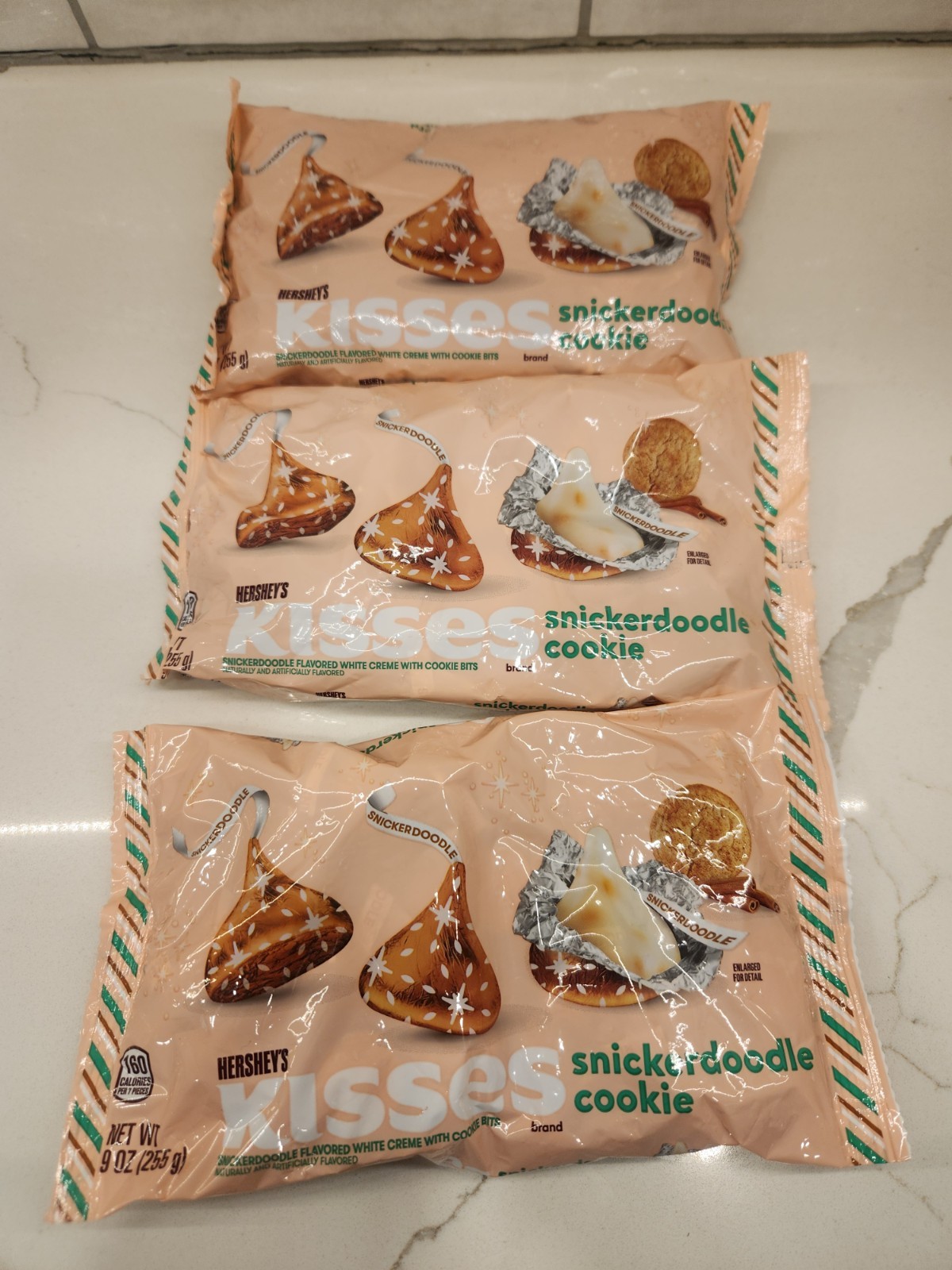 3 ~ 9oz Candy Bags – Hershey’s KISSES Snickerdoodle Cookie Flavored