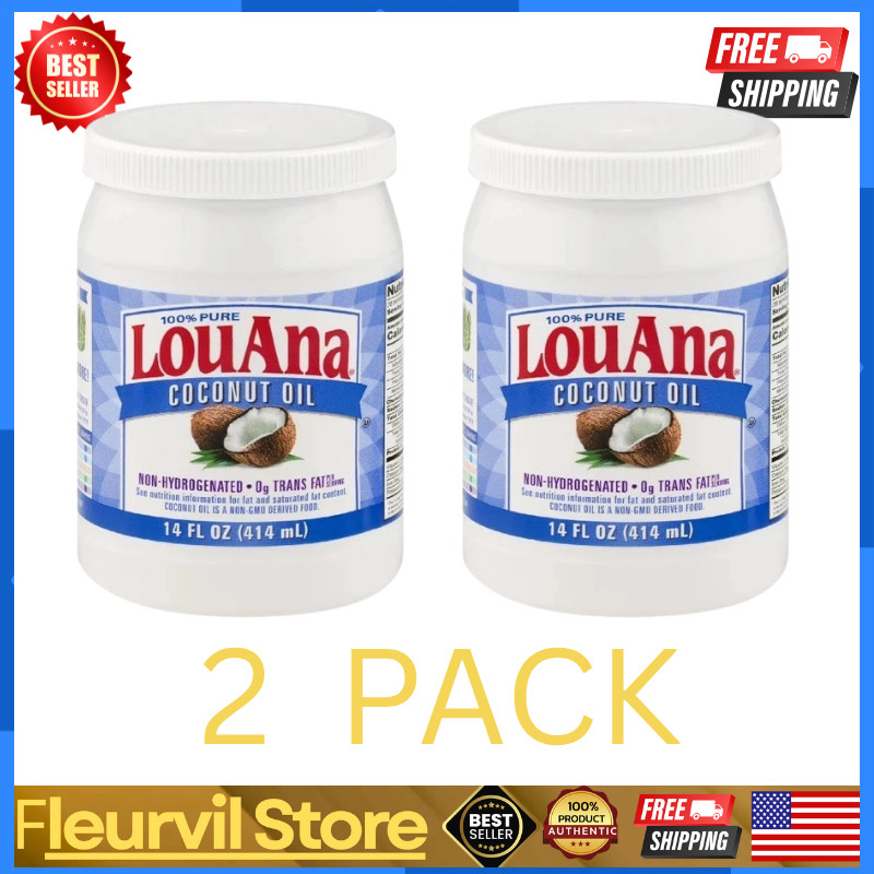 LouAna 100% Pure Coconut Oil, 14 fl oz Pack Of 2