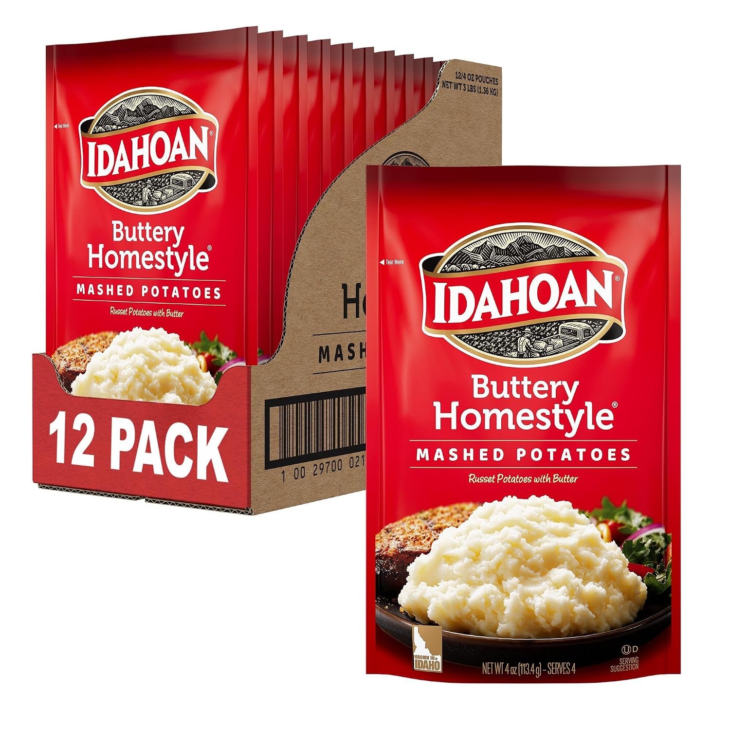Buttery Homestyle Mashed Potatoes Mix, 4 oz, Pack of 12, Idahoan Brand