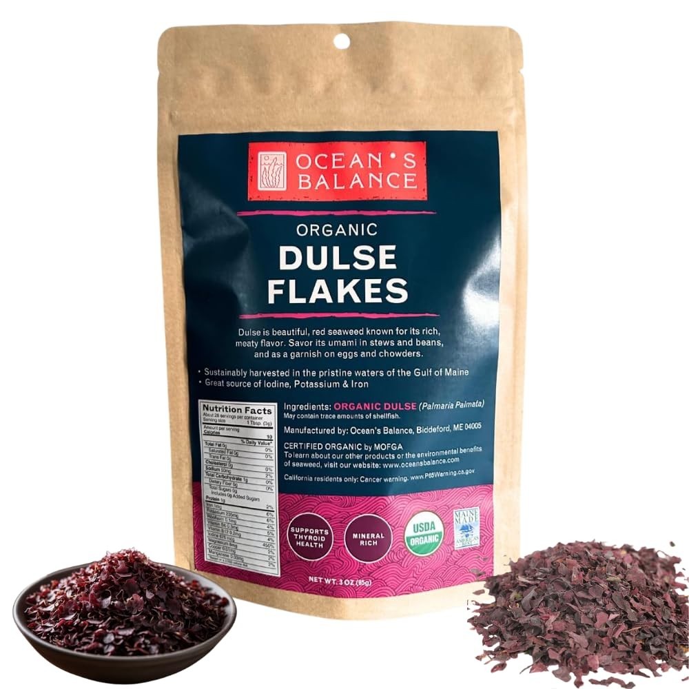 Organic Dulse Flakes — Atlantic Dulse Organic Flakes for Keto, Paleo Diet, Veget