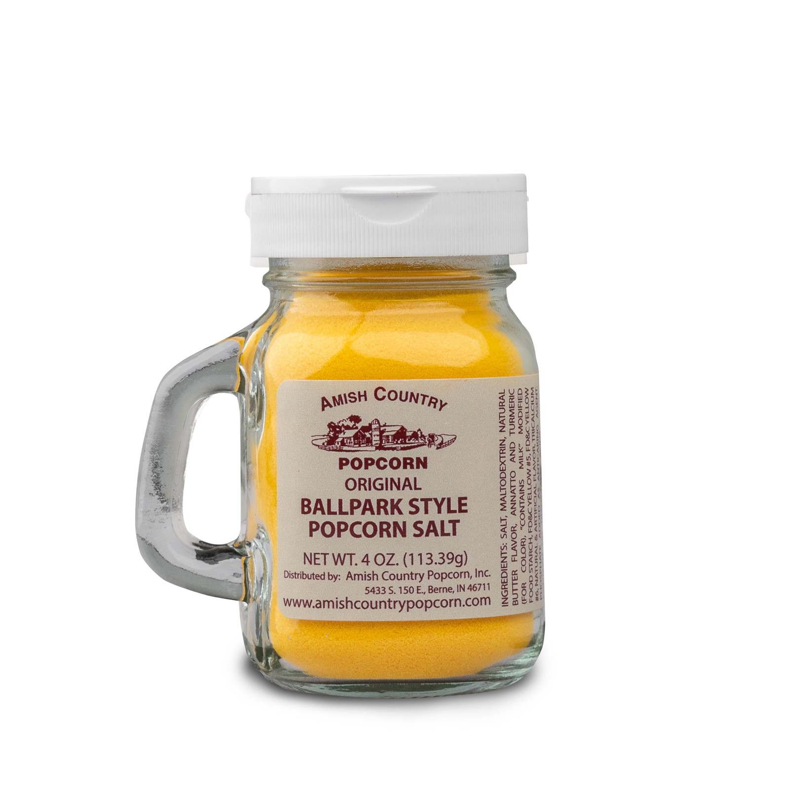 Amish Country Popcorn Ballpark Butter Salt Popcorn Salt 4.5 oz Jar Old Fashioned