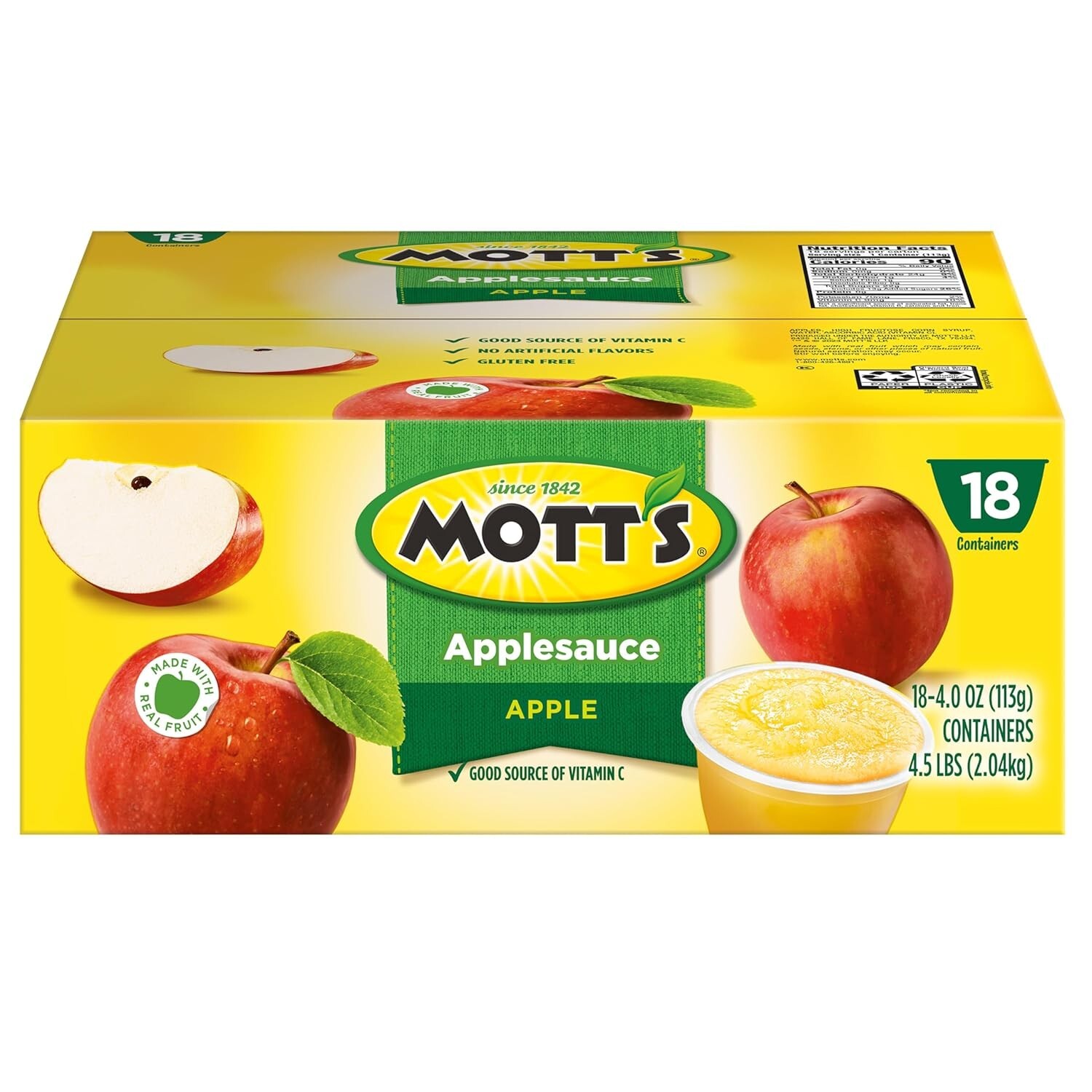 Mott’s Applesauce 4 Oz Cups 18 Count No Artificial Flavors Good Source Vitamin C