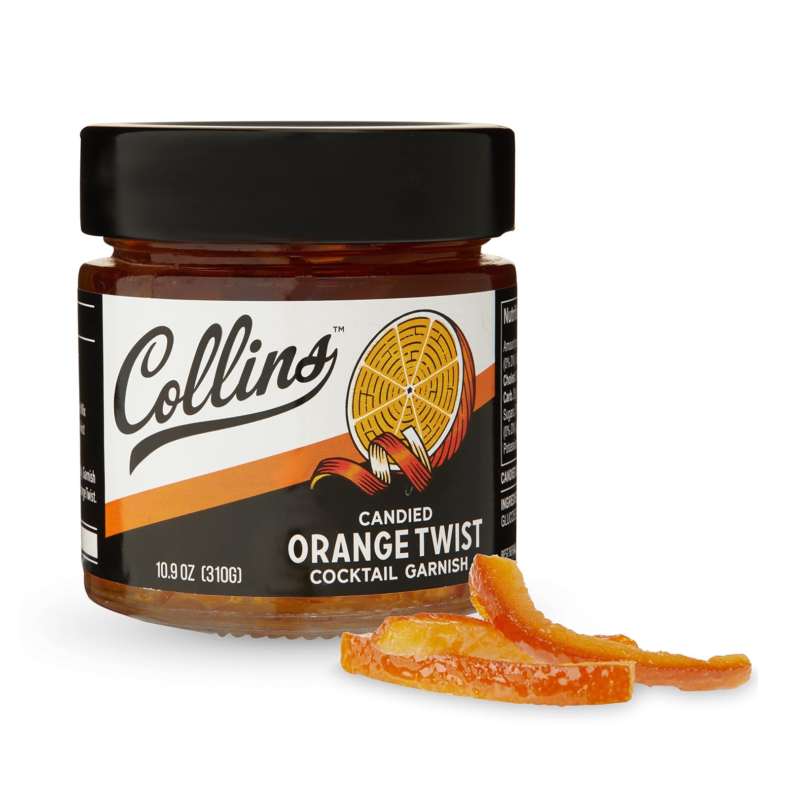 Collins Candied Fruit Orange Peel Twist in Syrup, Popular Cocktail Garnish fo…