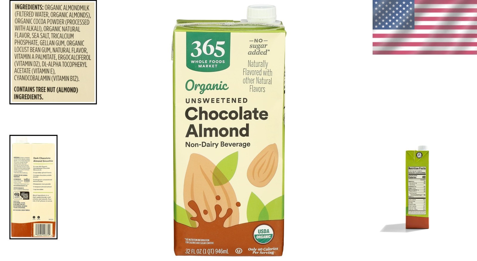 Organic Unsweetened Chocolate Almond Milk (32 Fl Oz, Pack of 6) – Delight