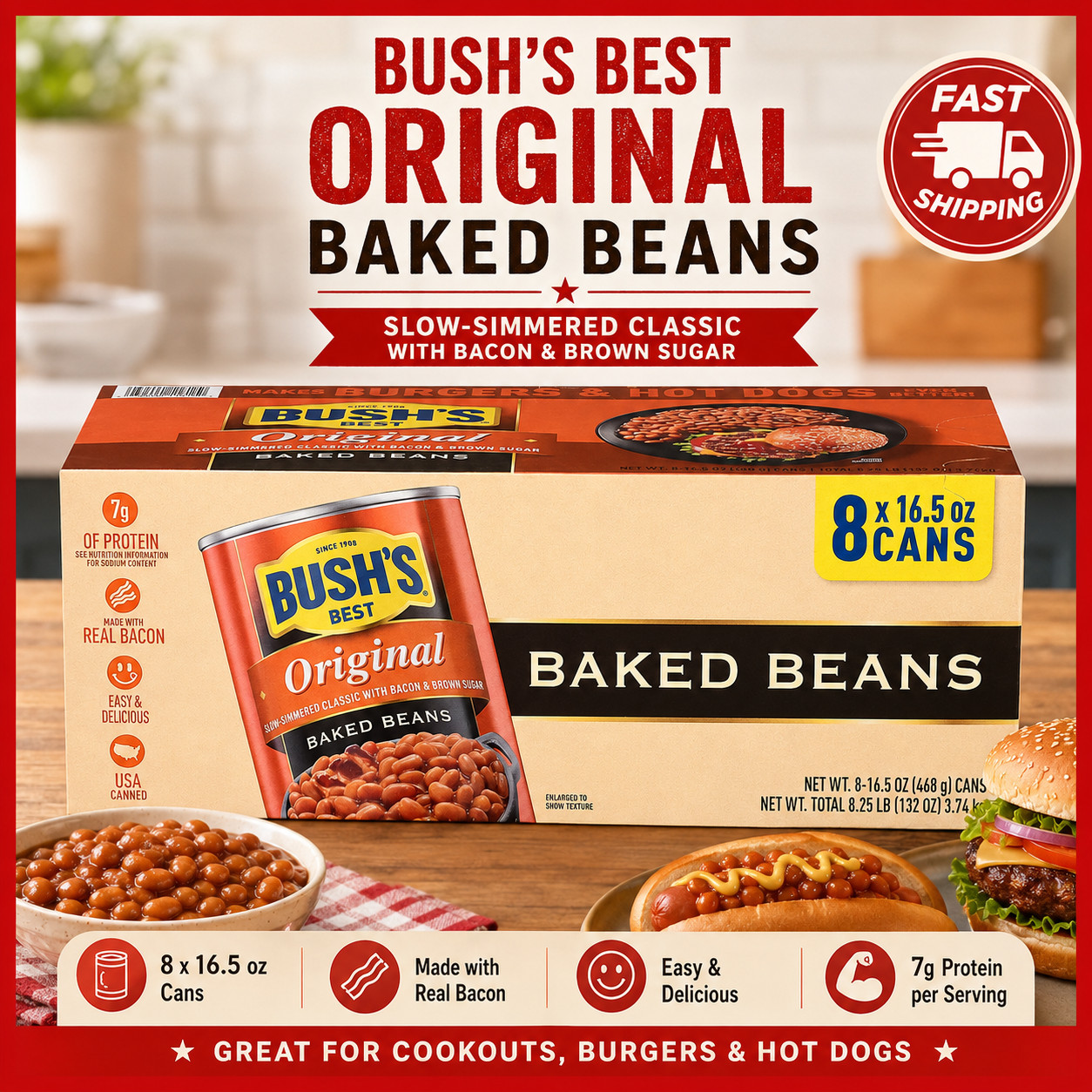 Bush’s Original Baked Beans (16.5 oz, 8 ct.)