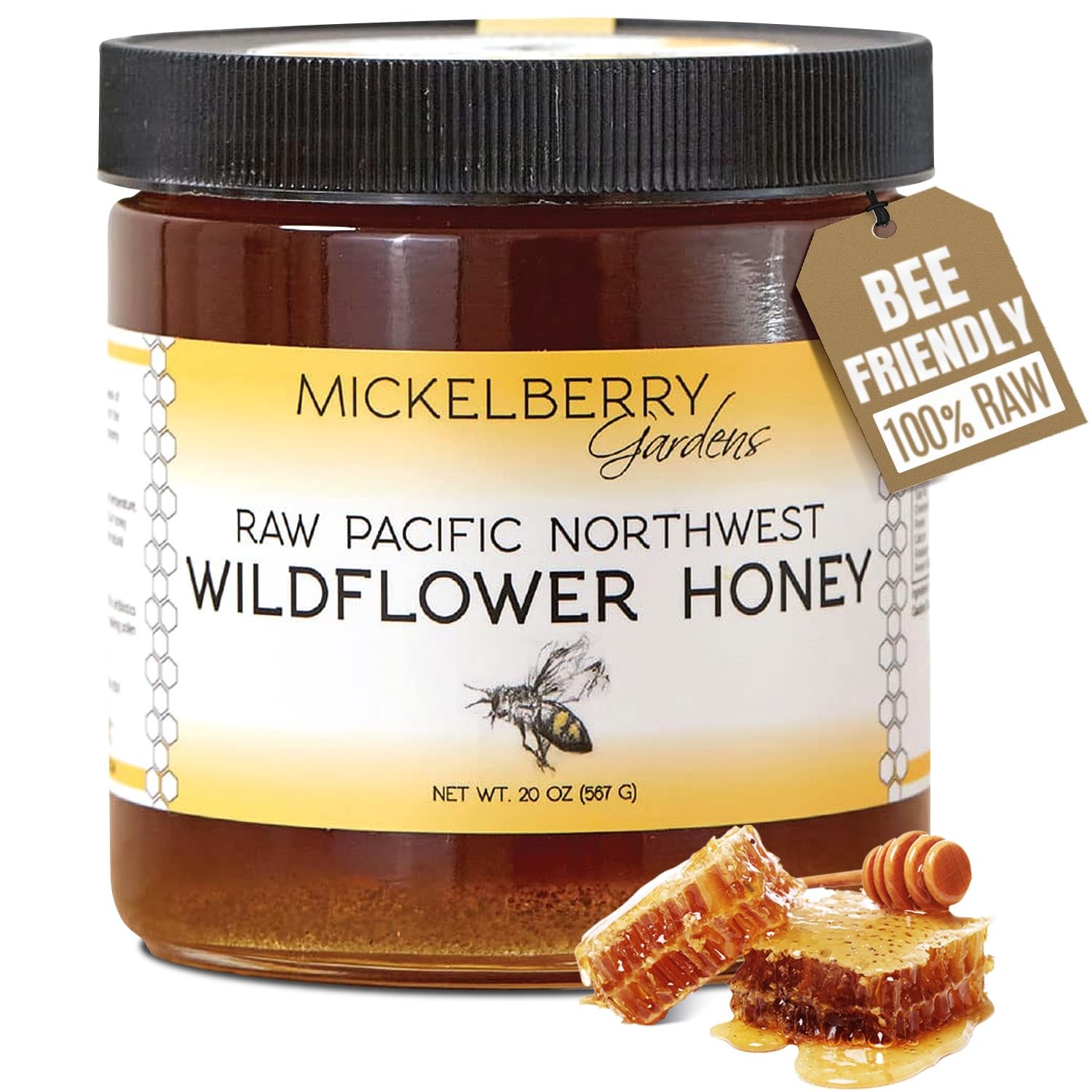 Raw Wildflower Honey – Pure, Unadulterated, Clean, Grade A Strained Honey fro…