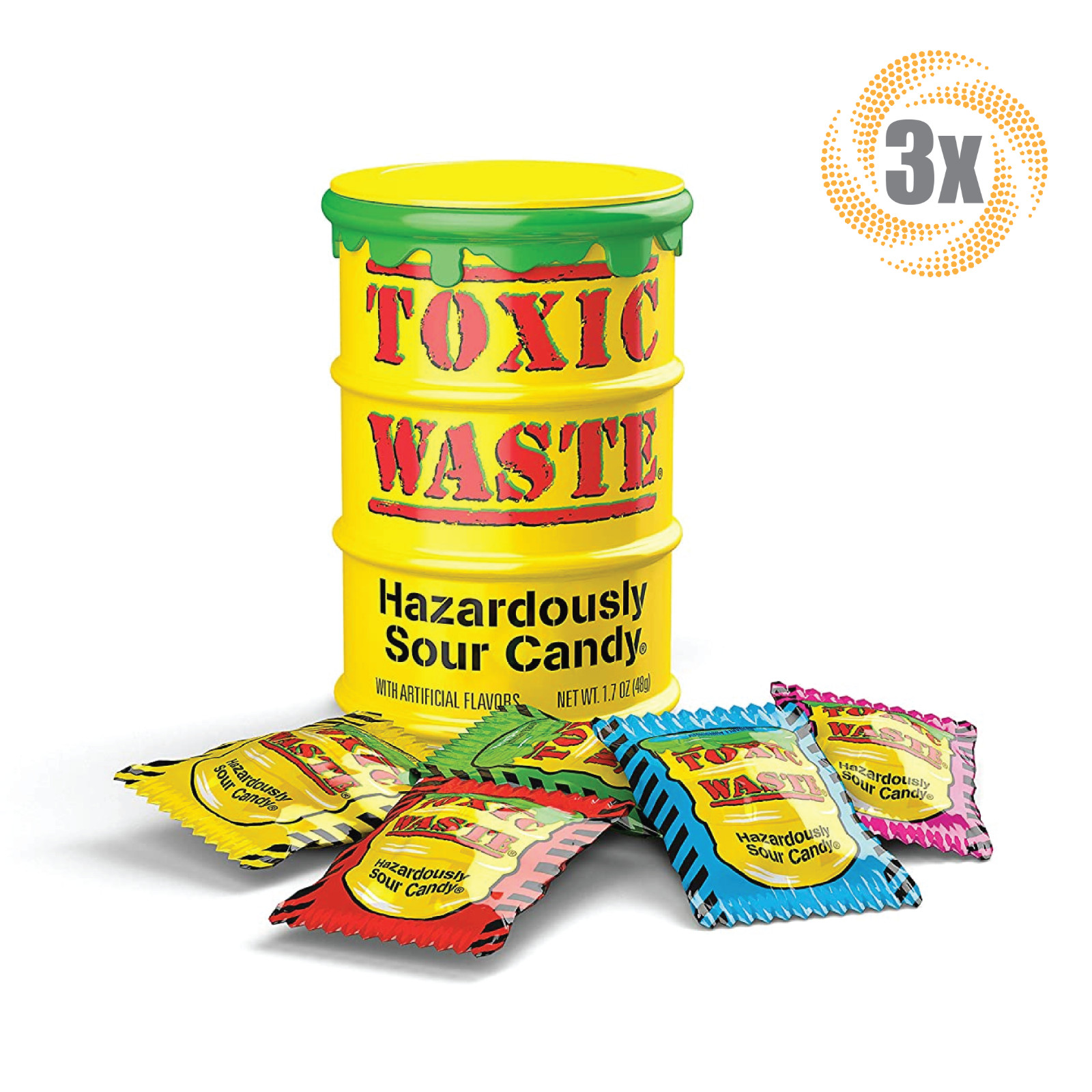 3x Drums Toxic Waste Sour Novelty Candy Collectible Drums Assorted Flavors 1.7oz