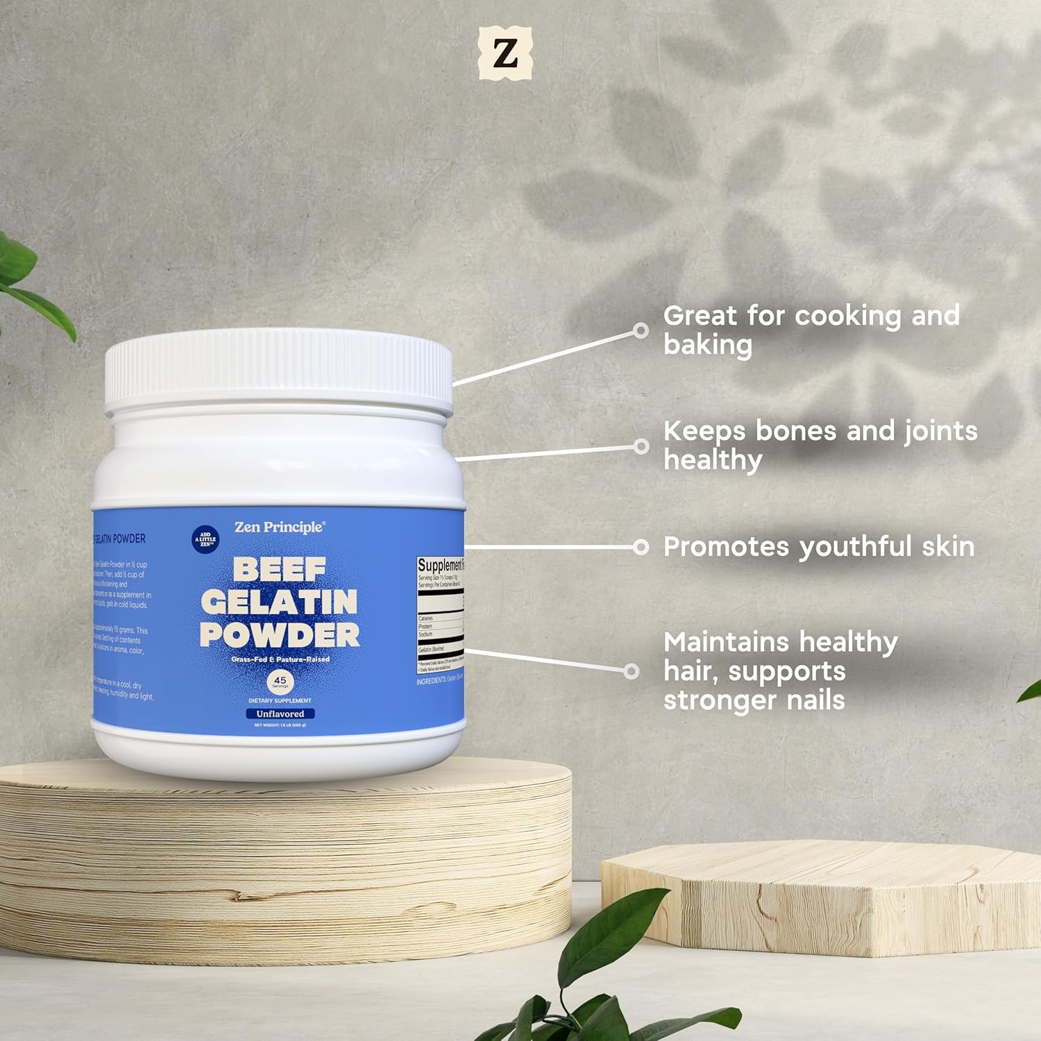 Grass-Fed Gelatin Powder, 1.5 lb. Custom Anti-Aging Protein for Healthy Hair,