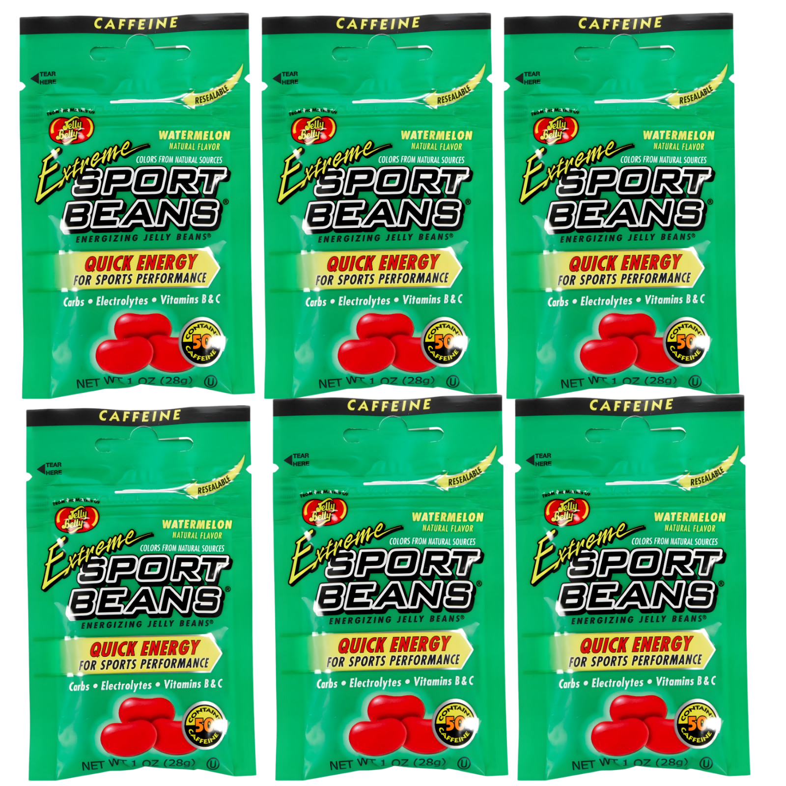 Jelly Belly Extreme Sport Beans Watermelon 6 Pack Energy Jelly Beans