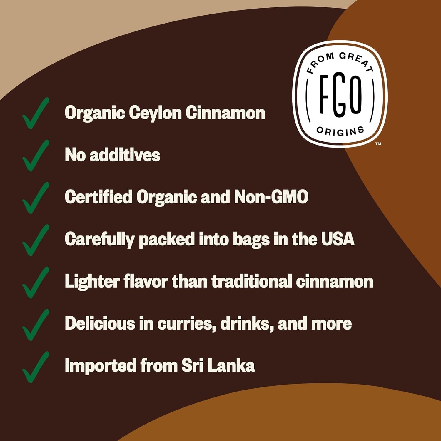 Fgo Organic Ceylon Cinnamon Powder, 16Oz Pure Sri Lanka Cinnamon For S