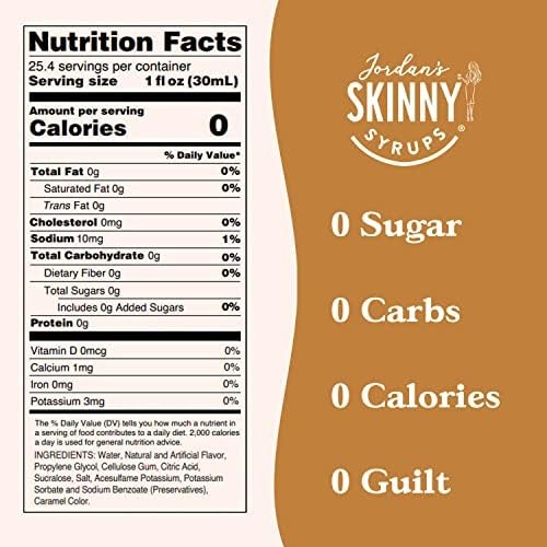 Jordan’s Skinny Mixes Syrups, Hazelnut Coffee Syrup, 25.4 Fl Oz (Pack of 2)