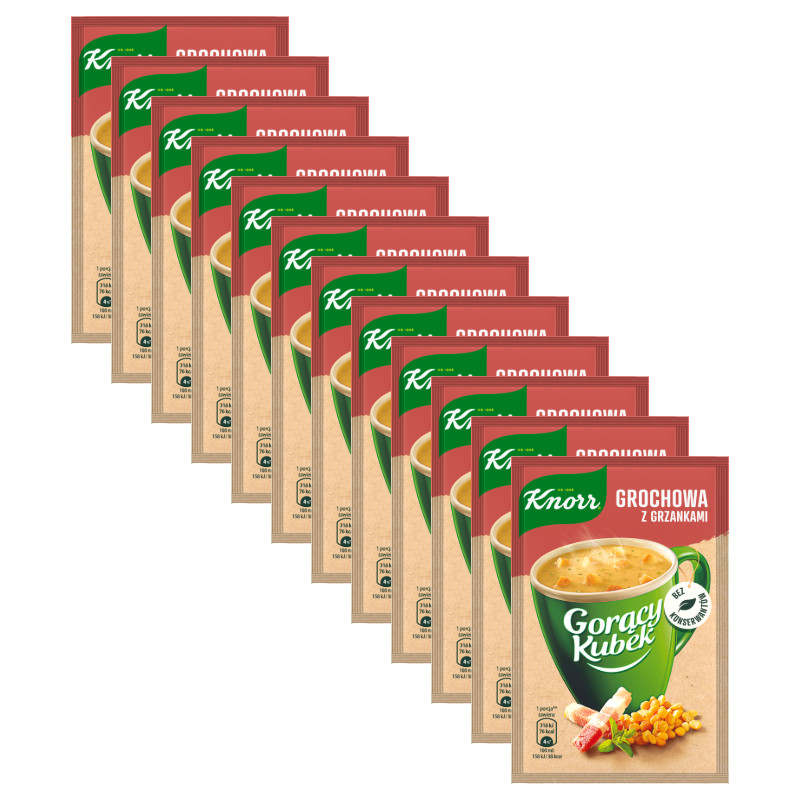 Knorr instant SOUP in a MUG: Grochowa PEA Flavor Goracy Kubek 12pc. -FREE SHIP