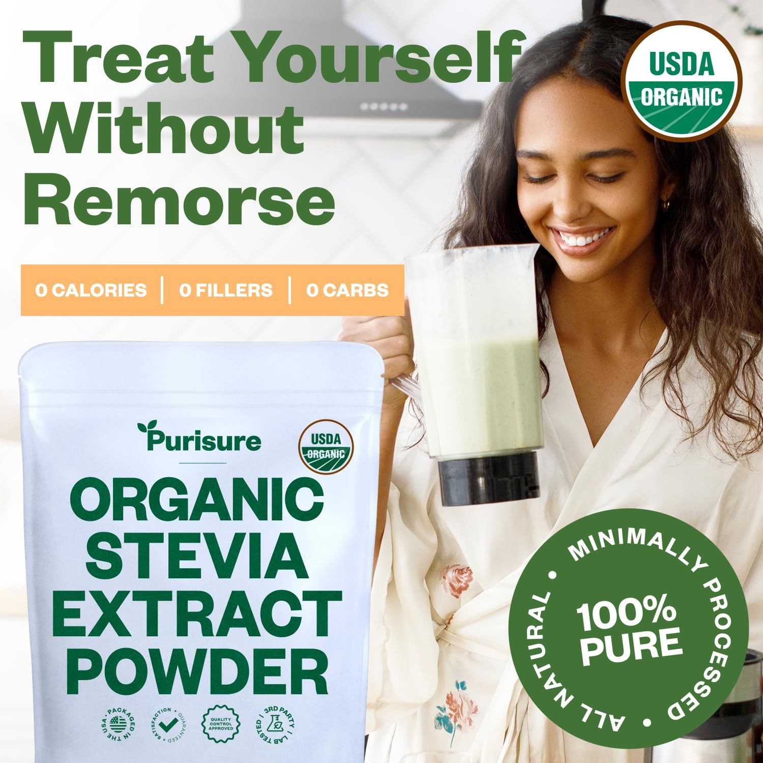 Purisure Stevia Powder Zero Calorie Zero Carb Pure Stevia Extract Sweetener