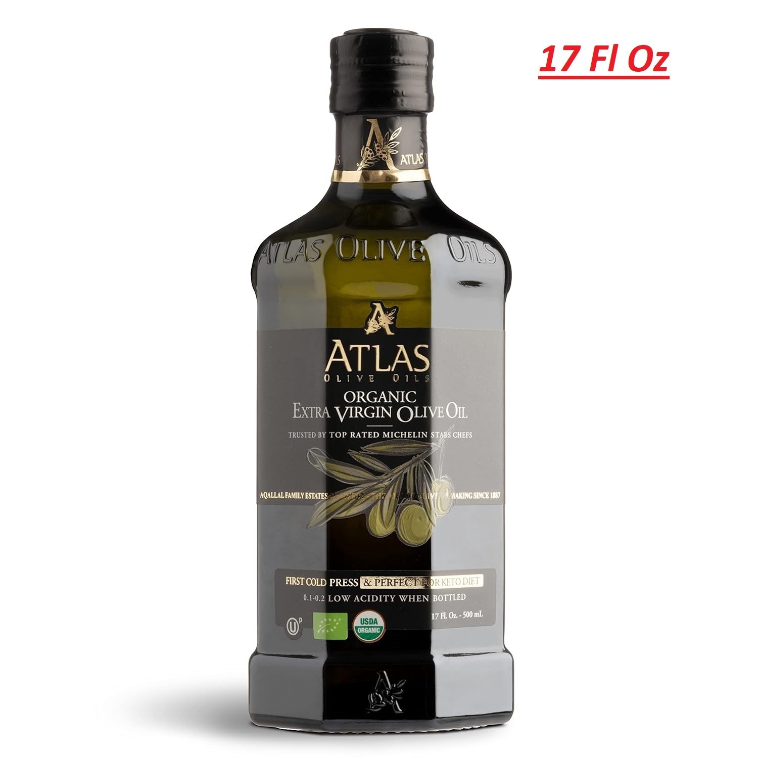 Atlas Organic Cold Pressed Moroccan Extra Virgin Olive Oil, Polyphenol Rich, NEW