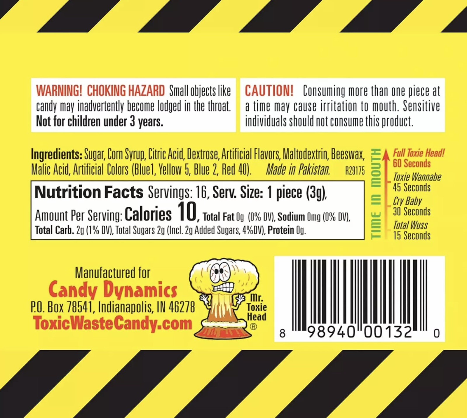 Toxic Waste Hazardously Sour Candy Original Yellow Drums, 1.7oz – Pack of 3