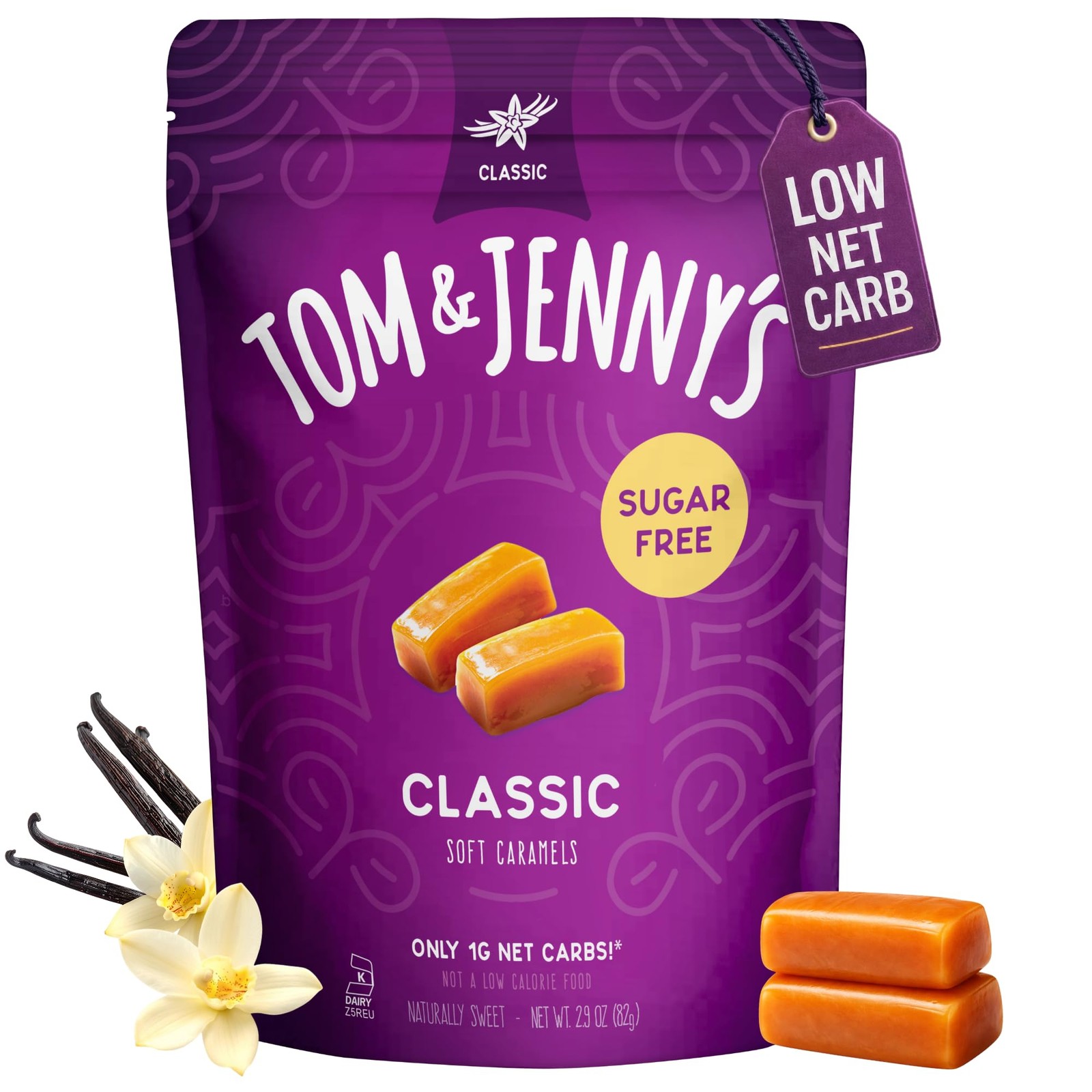 Tom & Jenny’s Sugar Free Caramel – Individually Wrapped Sugar Free Candy – Ze…