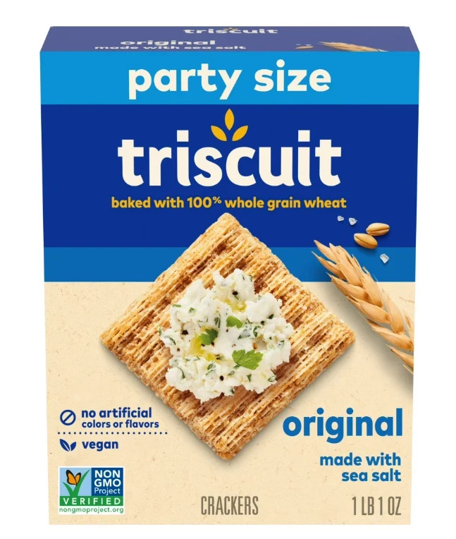 Triscuit Original Whole Grain Wheat Crackers, Vegan Crackers, Party Size, 17 oz