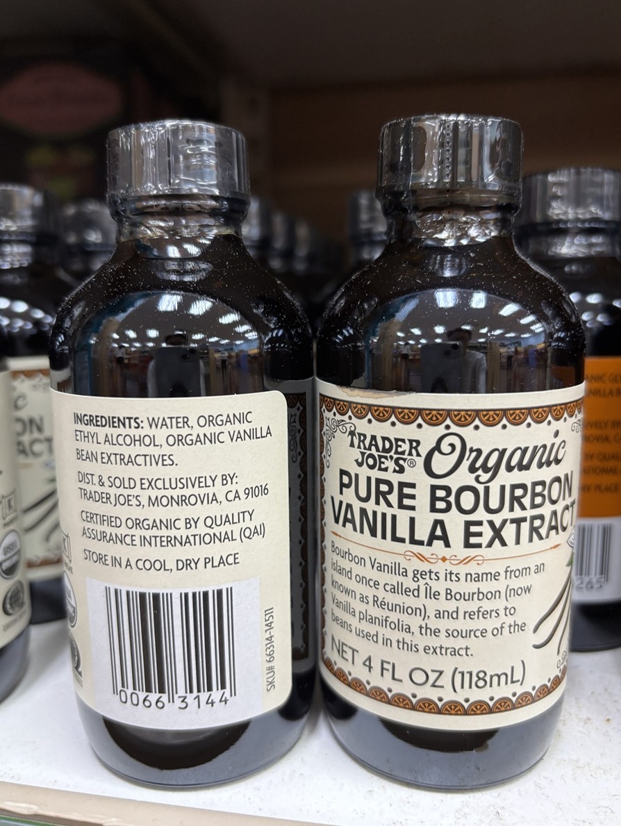 Bottles Trader Joes ORGANIC Pure Bourbon Vanilla Extract 118ml/4fl.oz each