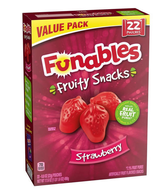 Funables Fruit Flavored Snacks, Strawberry, 0.8 oz, 22 Count