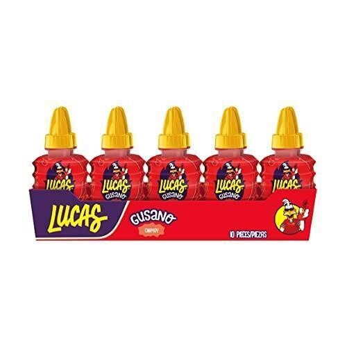 Lucas Gusano Chamoy Flavored Liquid Spicy Candy – 10 Pieces Pack 12.6oz