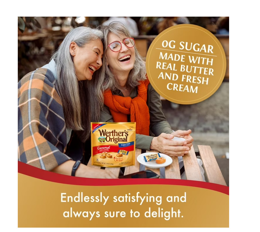 Werther’s Original Hard Sugar Free Caramel Candy, 7.7 oz PACK OF 2