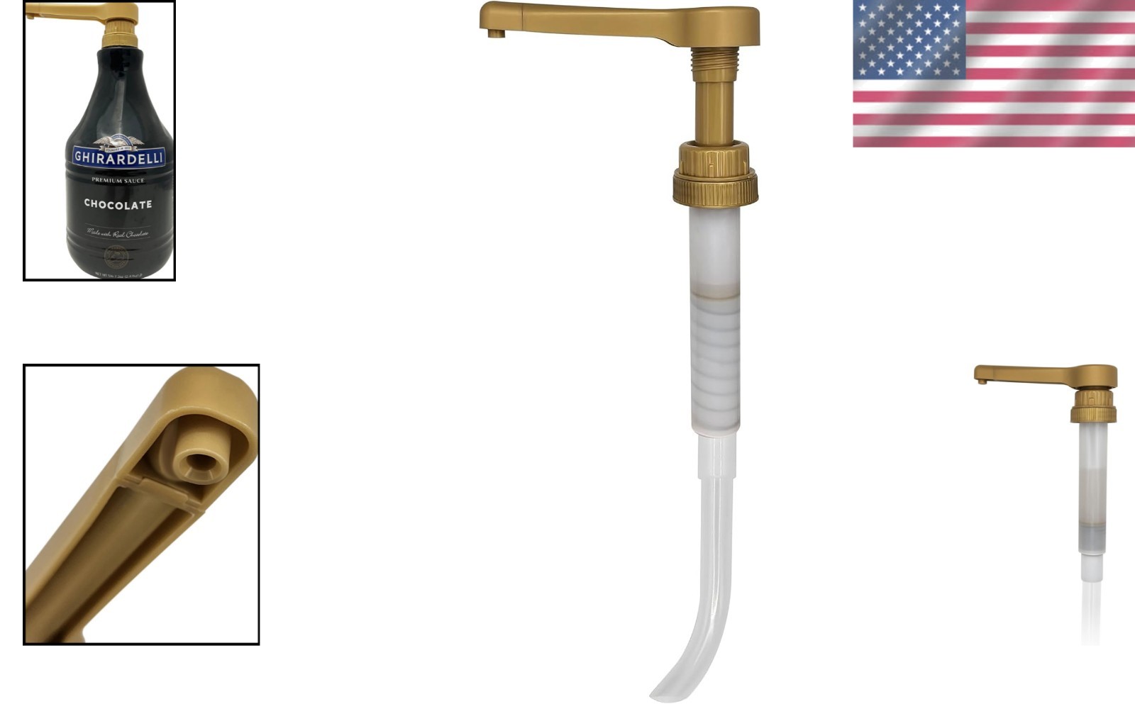 64 fl oz BPA-Free Sauce Pump for Syrups – Elegant Gold for All Your Desserts