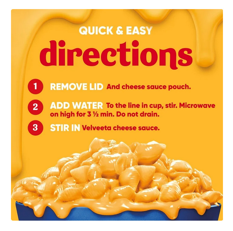 Velveeta Shells and Cheese Original Macaroni and Cheese Cups Easy Microwaveable