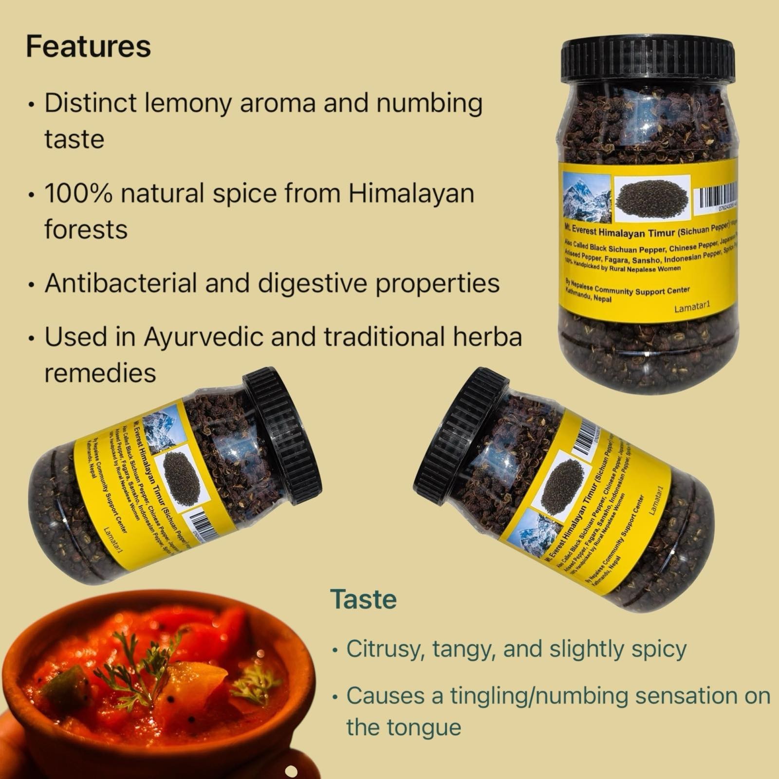 Lamatar1 Black Sichuan Pepper 3.5 Oz Himalayan Timur from Nepal