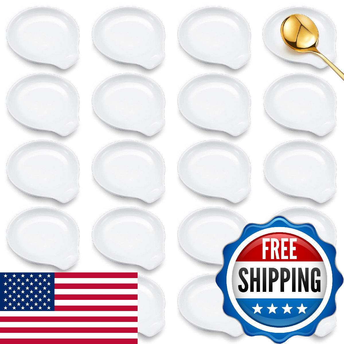 Irenare 20 Pcs Ceramic Spoon Rest for Stove Top 3.74 x 3.54 Inch Porcelain Spoon