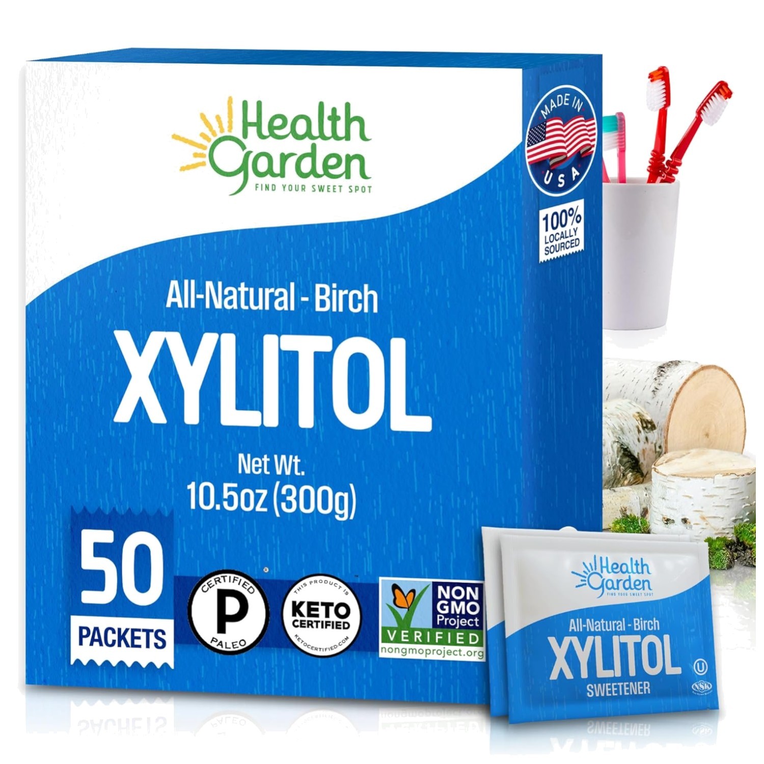 Birch Xylitol Sweetener, 50 Packets – 00% Birch-De
