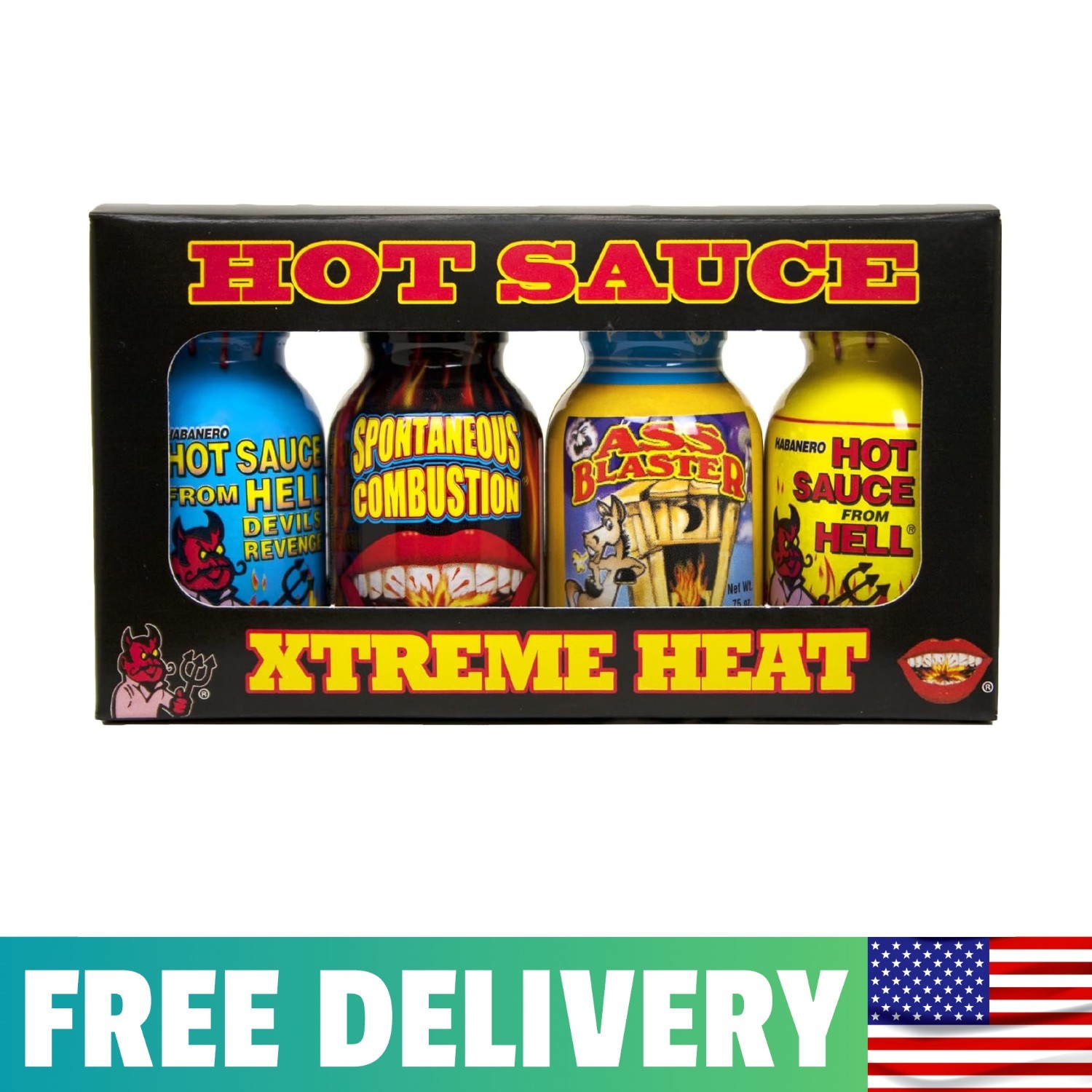 Xtreme Heat Hot Sauce Bottles Gourmet Gift Set Travel Size – 4 Pack – Perfect