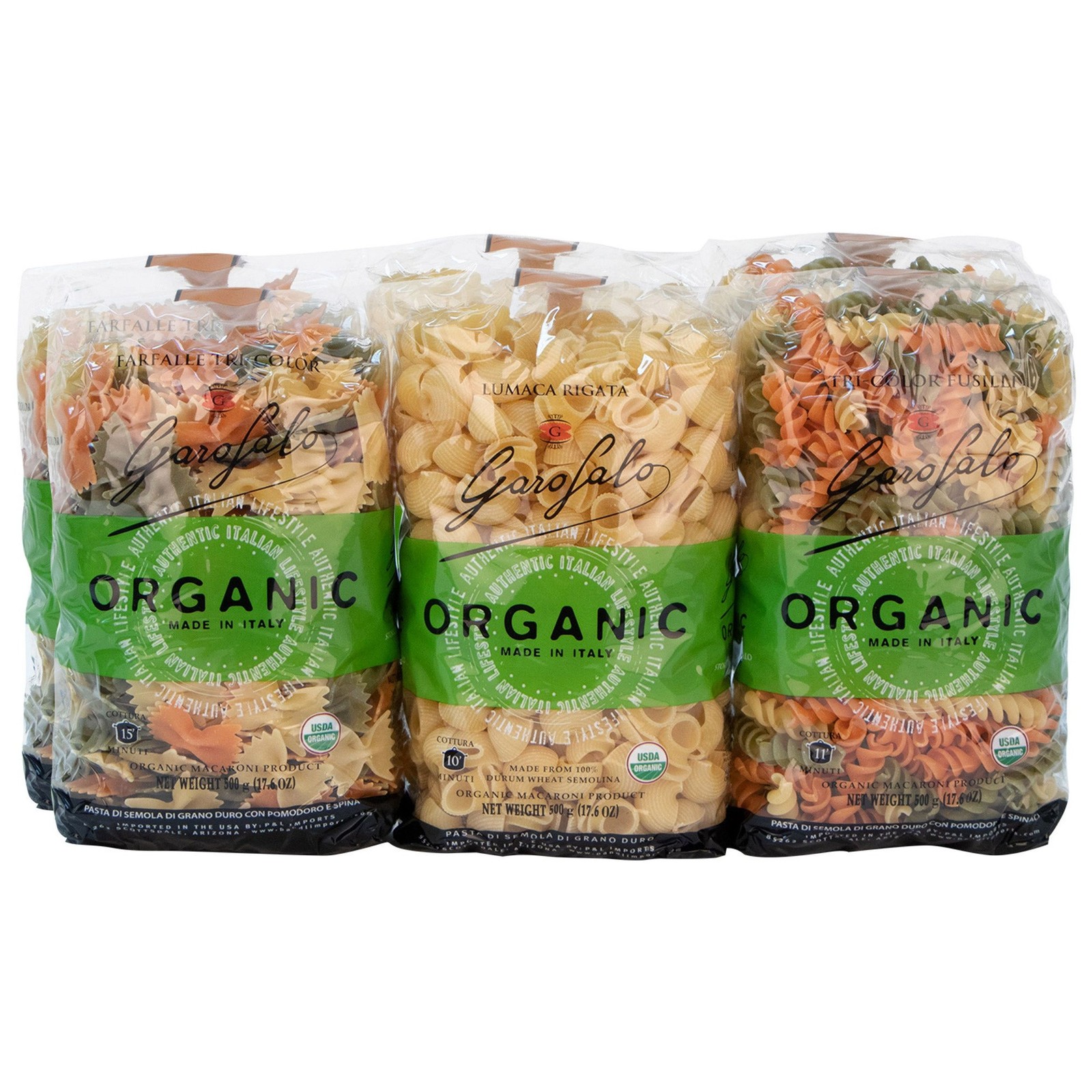 Garofalo Organic Italian Macaroni Pasta Noodles, 17.6 oz, Pack of 6
