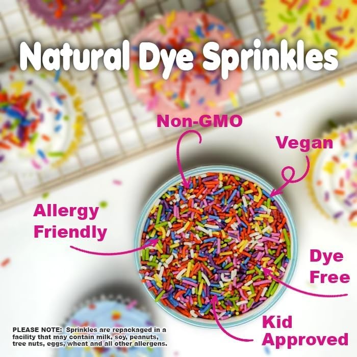 Bulk Dye Free Rainbow Sprinkles – 14 Ounces – Naturally Colored Rainbow Jimmi…