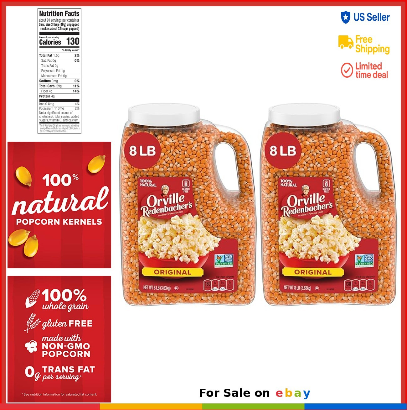 Gourmet Popping Corn Kernels 8 lb Gluten Free Non-GMO Yellow Popcorn for