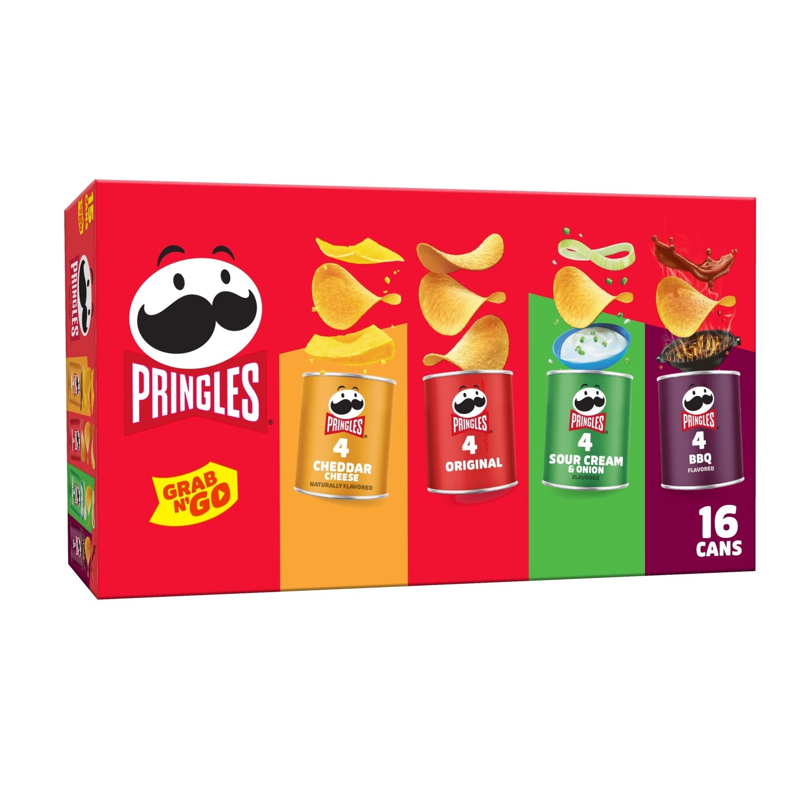 Pringles Potato Crisps Chips, Lunch Snacks, 1.38 Ounce (Pack of 16), No Color