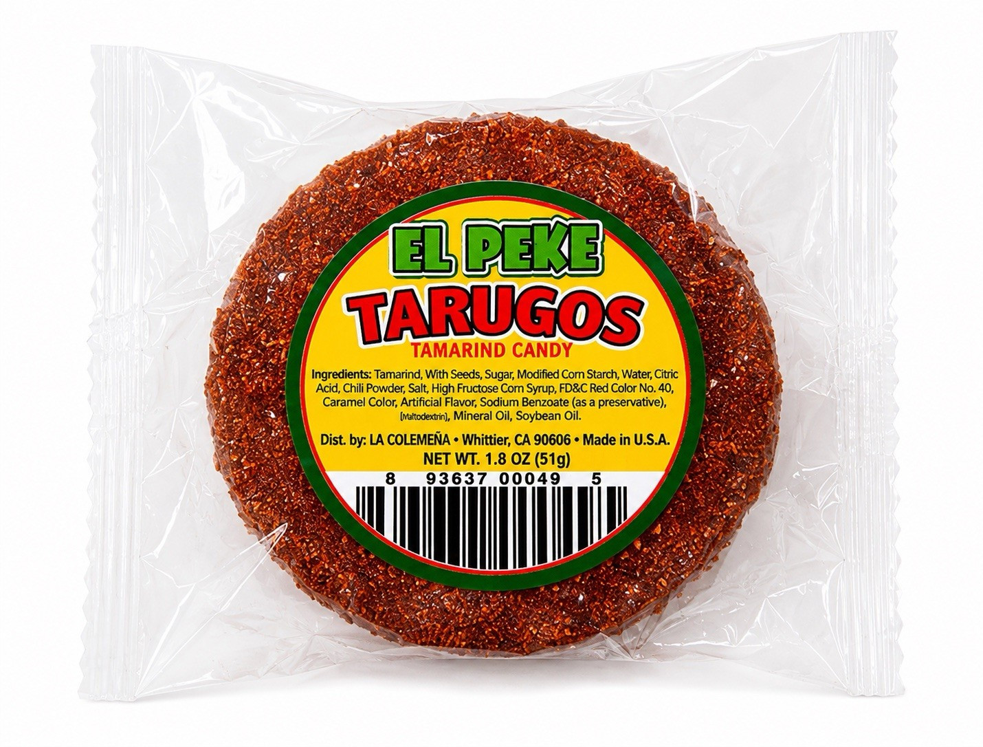 El Peke Tarugos Tamarind Candy Round Snack Bag 1.8 oz (51 g)