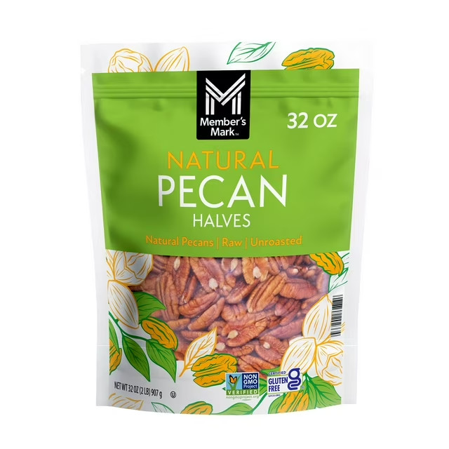 32oz Member’s Mark Pecan Halves Natural Raw Nuts Fresh Snack